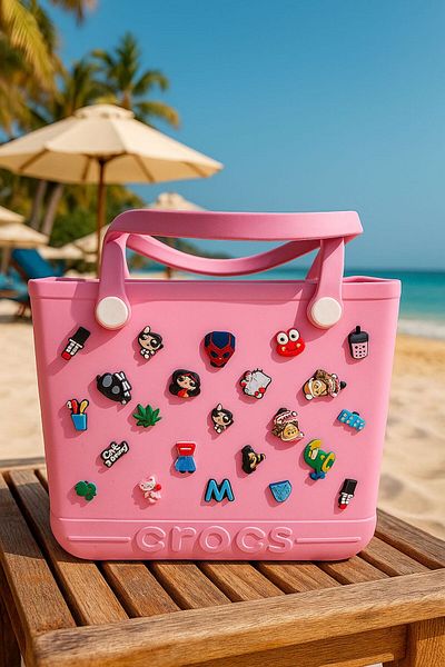Madam Kifi Croslite Plastic Beach Bag Pink