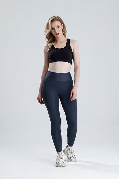 vesantia Leggings de damă antracit cu talie înaltă pentru scufundări slim fit