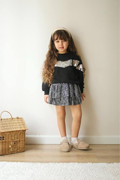 ArdenKids 3-10 Yaş Gümüş Payet Detaylı Etekli Takım