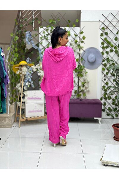 Punta Otantik PT2256 Set de lenjerie italiană cu glugă și buzunar frontal roz