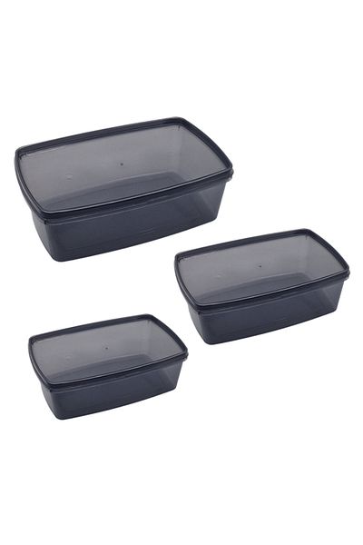 flores Set 3 Caserole din plastic cu capac COD2601548, 400 ml, 700 ml, 1200 ml