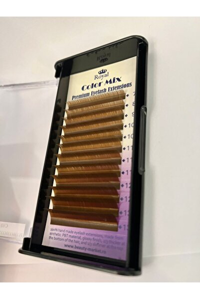 Royal Extensii de gene Premium ROYAL Silk (Maro deschis), Curbură C, Grosime 0.10 mm, Lungime Mix