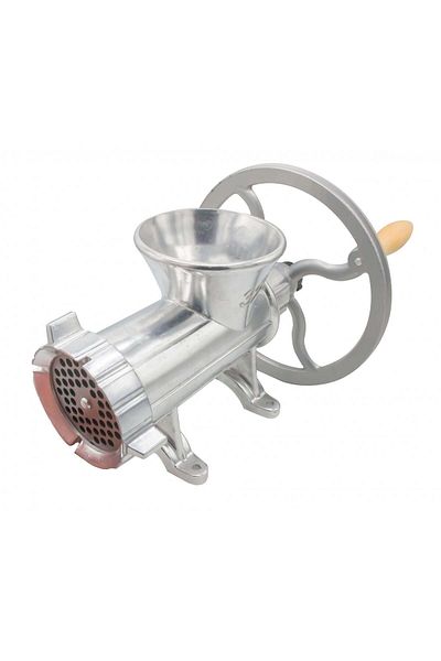 COBI SMART® Manual meat grinder No. 32, aluminum, JIA funnel, wooden handle, silver - COBI SMART®