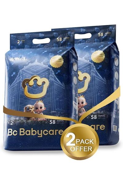 Bc Babycare Babycare Royal Baby Diapers, Size 2, 4-8 kg, 116 Pieces, Pack of 2