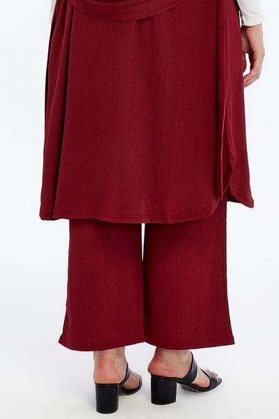 Laden Women's Plus Size Summer Breathable Bürümcük Fabric Loose Leg Mother Summer 2 Pieces Pants