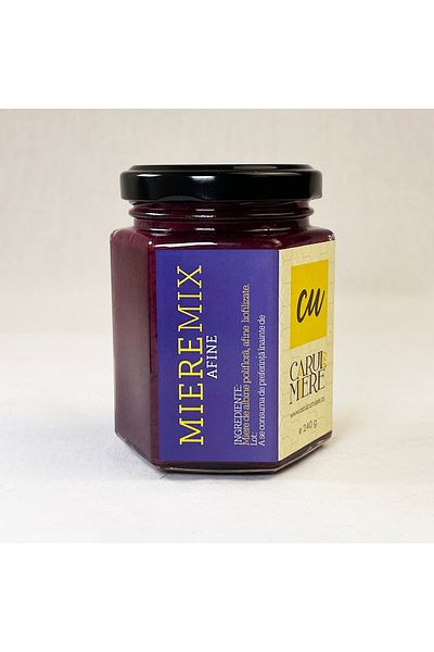 CARUL CU MIERE Honey with Blueberries, Bee Honey with Blueberries, 240g, MiereMix, Carul cu Miere