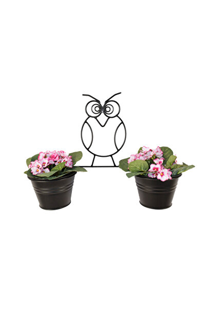 Desen Dekorasyon Baykuş Duvar Saksısı Küçük Siyah