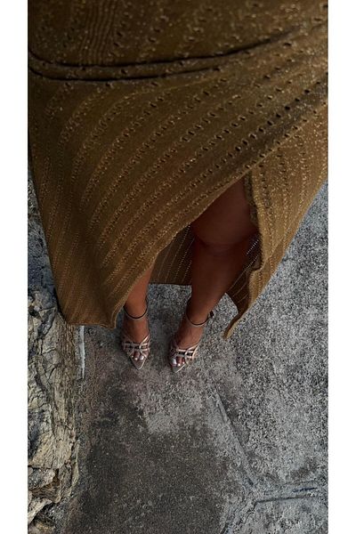 Eataly Shoes Gold Matte Basket Model Open Pointed Toe Heeled Shoes