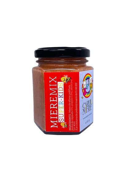 CARUL CU MIERE Super Kids for immunity, Bee honey with propolis, strawberries and sea buckthorn 250g, MiereMix