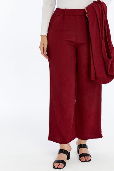 Laden Women's Plus Size Summer Breathable Bürümcük Fabric Loose Leg Mother Summer 2 Pieces Pants