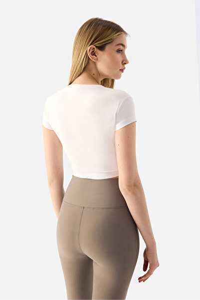 Superstacy Top crop alb cu mânecă scurtă Melina