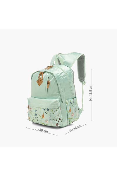 Juniors Floral Print Backpack with Adjustable Straps and Zip Closure - 16 inches