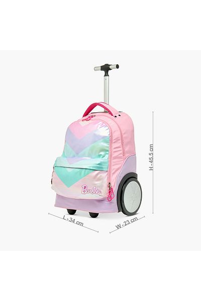 mattel حقيبة ترولي بطبعة شعار باربي بمقبض قابل للسحب وسحاب للإغلاق - 18 بوصة