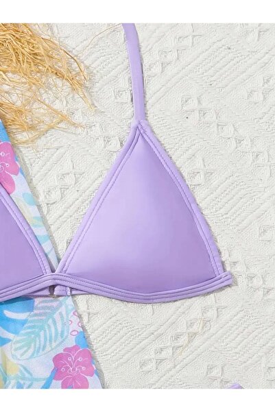 3b kids μαγιό μπικίνι σετ φούστα μπουστάκι πολύχρωμο λιλά ανοιχτό μωβ ματζέντα χρώμα νεαρό κορίτσι παιδικά ρούχα παραλίας