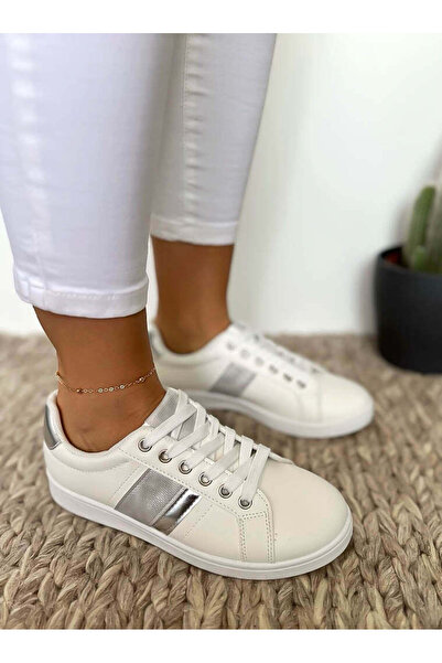 Casual Women's casual sneakers, made of eco-leather, thin sole, LA225, White