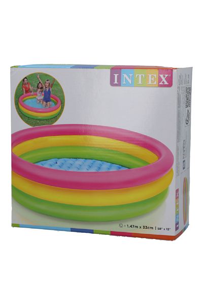 Intex Sunset Glow Inflatable Kiddie Pool – Multicolor, 3-ring Design, 1.42m X 33cm (57" X 13")