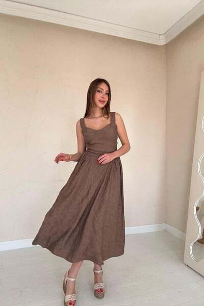 Silerra فستان المنك مع الجانبين مجمعة كأس الثدي