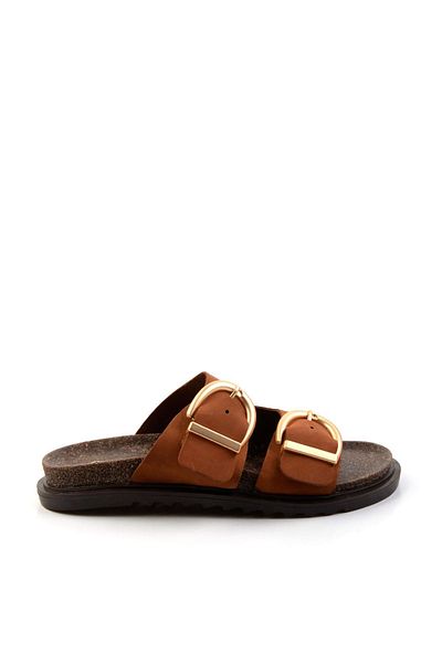 Bambi Taba Leather Women's Slippers K04666013901