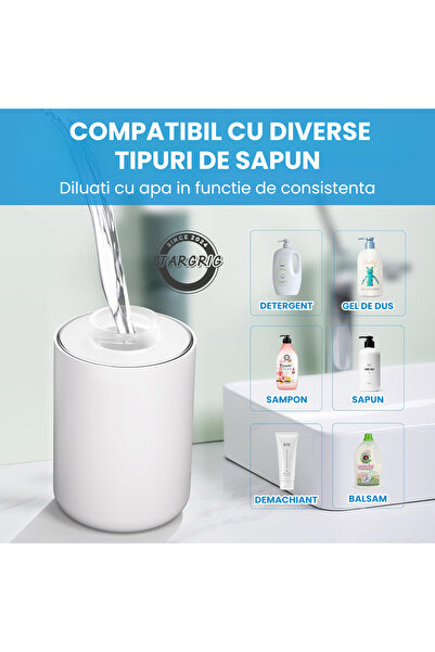 STARGRIG Dozator Săpun STARGRIG®, 380ml, Senzor Touchless, Încărcare USB, 4 Trepte, Alb