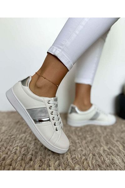 Casual Adidasi dama, casual, din piele ecologica, talpa subtire, LA225, Alb