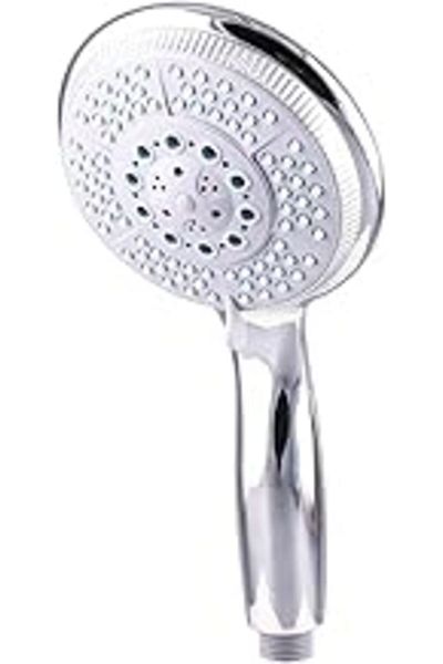 Mu Art Ahşap 5 Function Large Head Hand Shower Shower Head - Different Spray Modes - High Quality Abs Chrome