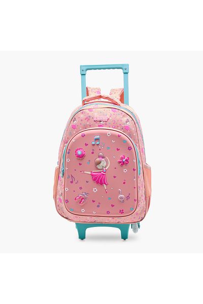 Juniors Princess Print Trolley Backpack with Retractable Handle - 16 inches