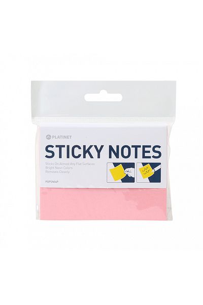Platinet Self-adhesive Notes, Pink, 75 X 100 Mm, 100 Sheets