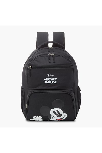 Disney Mickey Mouse Print Backpack with Adjustable Straps and Zip Closure - 16 inches
