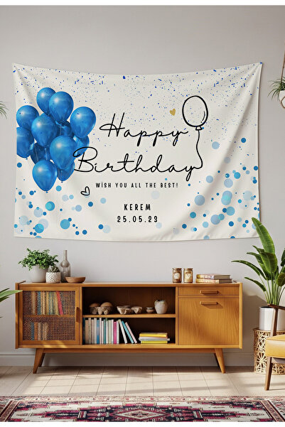 GREENDECOR Kişiye Özel Doğum Günü Duvar Örtüsü İyi ki Doğdu Happy Birthday İs...