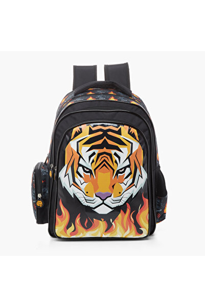 Juniors Tiger Print Backpack with Adjustable Shoulder Straps and Zip Closure ...