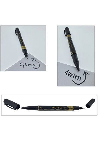 OEM Black permanent marker with 2 tips, 0.5mm and 1mm, for various surfaces