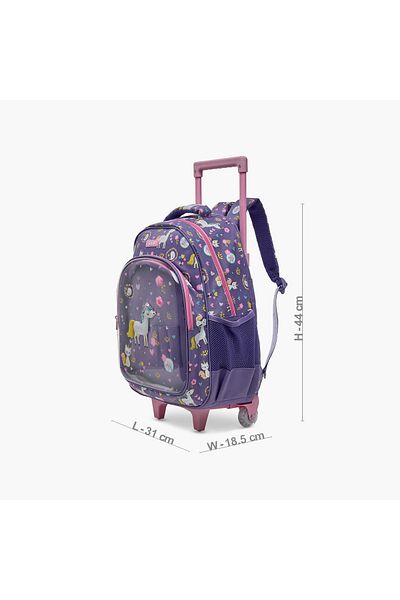 Juniors Unicorn Print Trolley Backpack with Adjustable Straps -16 inches