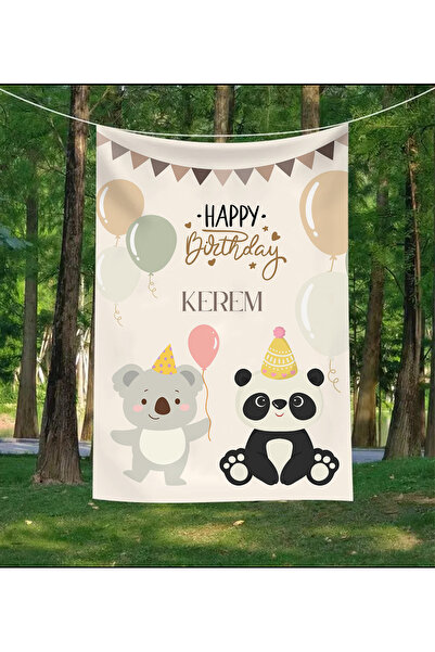 GREENDECOR Kişiye Özel Doğum Günü Duvar Örtüsü İyi ki Doğdu Happy Birthday İs...