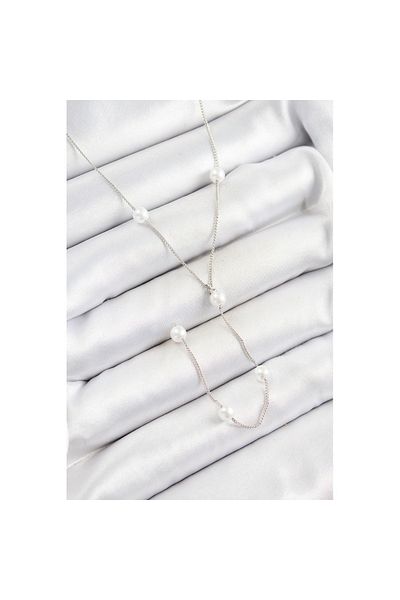 Skygo 316L Steel Pearl Figured Y Model Silver Color Women's Necklace - Tj-Bko10337