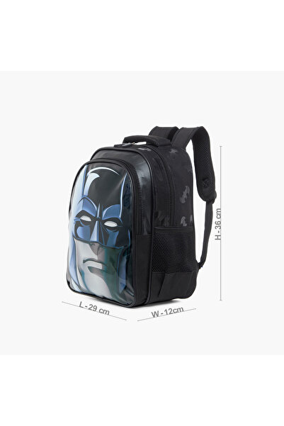 Warner Bros Batman Print Backpack with Adjustable Straps and Zip Closure - 14 inches