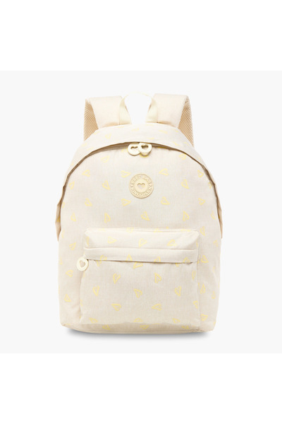 Juniors حقيبة ظهر مطبوعة على شكل قلب بالكامل مع أحزمة قابلة للتعديل وسحاب للإ...