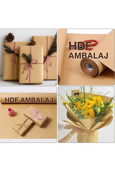 HDF PAZARLAMA Kraft Paper 30cm X 10 Meters Roll for Packing and Dowry Wrapping Paper Flower Paper Gift Packaging