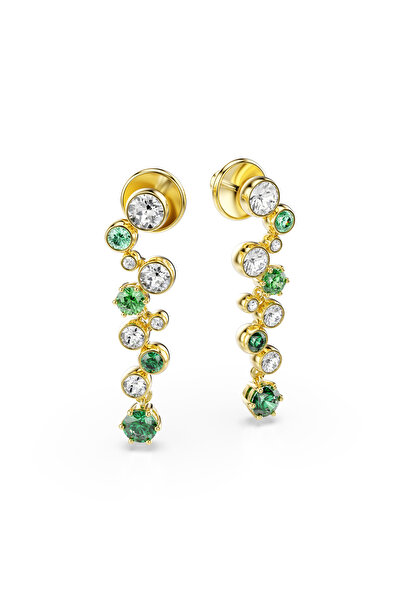 Swarovski Constella damla küpeler, Karışık kesimler, Yeşil, Altın rengi kaplama