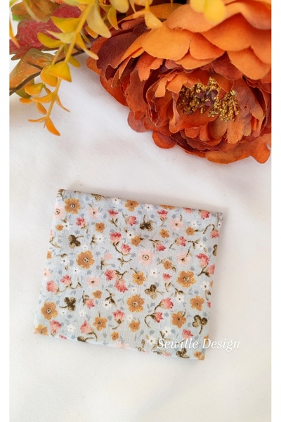 Sewille Design Hand Made Çiçek Desenli Kumaş Kadın Cüzdan/ Kartlık
