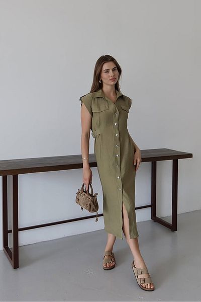 Neşeli Butik γυναικείο φόρεμα με λεπτομέρεια με κουμπιά στο πλάι με λεπτομέρεια midi με τσέπη NBNP001
