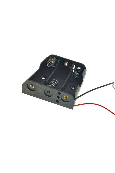 OEM Carcasă cu suport și conectori cu 2 fire, pentru două baterii AAA R3, fabricată din plastic negru