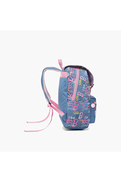 mattel All-Over Barbie Print Backpack with Adjustable Shoulder Straps and Buckle Closure - 16 inches