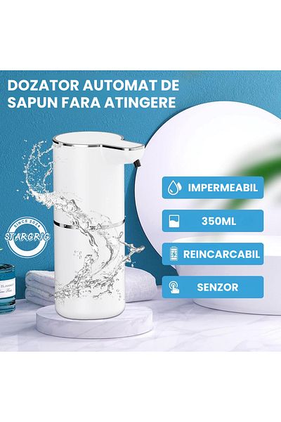 STARGRIG Dozator Săpun STARGRIG®, 380ml, Senzor Touchless, Încărcare USB, 4 Trepte, Alb