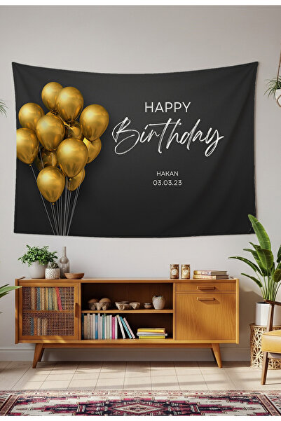 GREENDECOR Kişiye Özel Doğum Günü Duvar Örtüsü İyi ki Doğdu Happy Birthday İs...