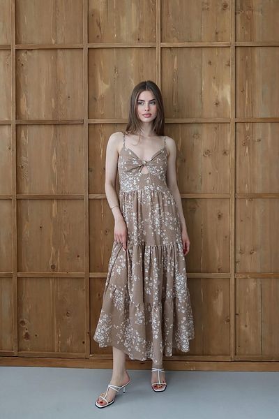 Neşeli Butik Women's Floral Dress with Chest Detail Nbnp003