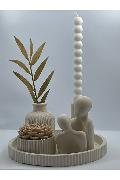 MAGGHOME0 Özel Tasarım 6'lı Bohem Mumluk, Vazo Ve Biblo Seti (ÇİÇEK DAHİL DEĞİLDİR)