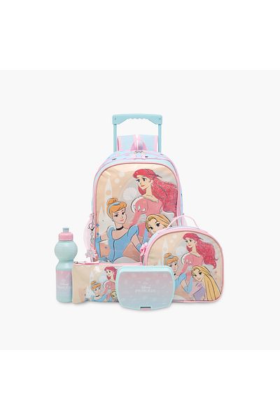 Disney Princess Print 5-Piece Trolley Backpack Set -16 inches