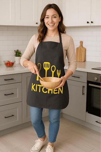 MODALİN Kitchen Style Kitchen Apron – Fork and Spoon Patterned, Liquid Proof Stylish Design