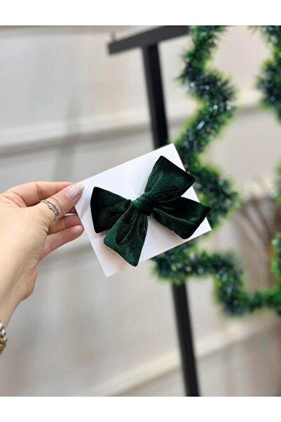 ArdenKids Zümrüt Yeşili Kadife Fiyonk Klips