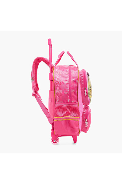mattel Barbie Printed Trolley Backpack with Retractable Handle - 16 inches